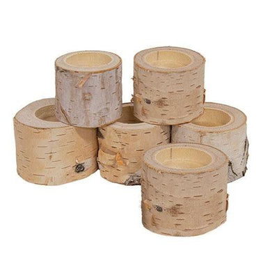 6 Pkg Natural Birch Mini Tealight Holders - The Fox Decor